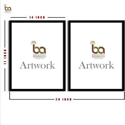 WALL PROFILE Wall Paintings for Wall Decoration Digital Reprint 14 inch x 11 inch Painting(With Frame, Pack of 2)