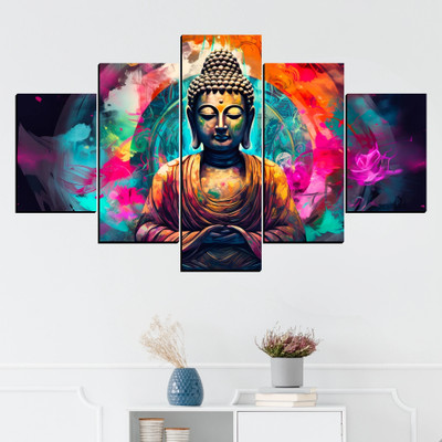 crystalsign Buddha Meditating Painting Digital Reprint 18 inch x 30 inch Painting(Without Frame)