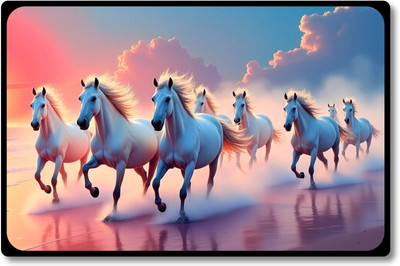 Apnagift Seven Horses Running at Sunrise Premium Canvas Wall SHWF_10 Canvas 9 inch x 12 inch Painting(Without Frame)