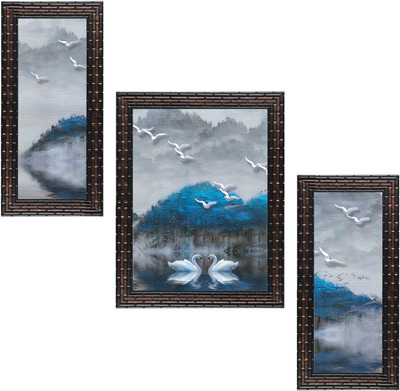 Indianara Set of 3 Modern MDF Art Painting without glass Digital Reprint 13 inch x 10 inch Painting(With Frame, Pack of 3)