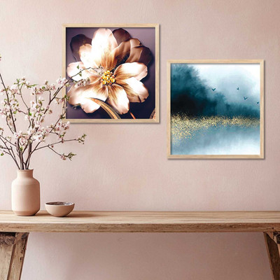 PIXSIN Digital Reprint 13 inch x 13 inch Painting(With Frame, Pack of 2)