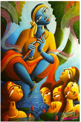 ANSHUL INTERNET CANVAS PAINTING BAL KRISHNA 07 Canvas 48 inch x 24 inch Painting(Without Frame)