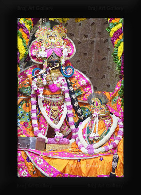 Braj Art Gallery Shri Radha Vallabh Lal Ji Vrindavan Shringaar Darshan Small Photo Frame Digital Reprint 10.5 inch x 7.5 inch Painting(With Frame)