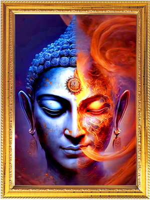 Peekdee Religious Photo Frame for Pooja with a spiritual theme Temple Puja Room Digital Reprint 16.6 inch x 12.7 inch Painting(With Frame)
