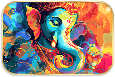 Indianara Lord Ganesha Painting for Living | Bedroom | Pooja Room | Hotel Digital Reprint 12 inch x 18 inch Painting(With Frame)