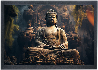 Shree Shyam Lord Buddha / Gautam Buddha Photo Frame For Wall Mounted Painting Digital Reprint 10 inch x 14 inch Painting(With Frame)