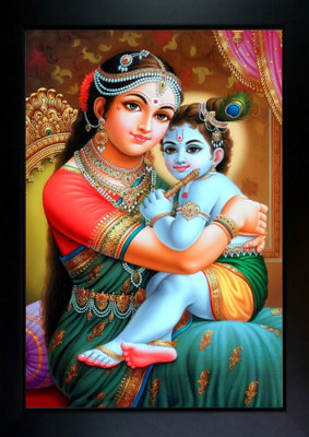 RV SALES Bal Gopal Photo Frame | Laddu Gopal Photo Frame | Bal Krishna Wall Painting Digital Reprint 9 inch x 7 inch Painting(With Frame)