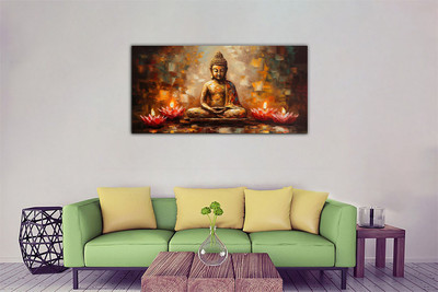 Aadee craft Lord Buddha Wall Art Canvas Print– 24x48 In Canvas 24 inch x 48 inch Painting(Without Frame)
