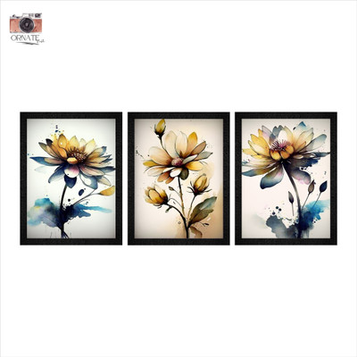 ORNATE PROFILE best wall décor set of 3 painting with frame in black colour Digital Reprint 12 inch x 8 inch Painting(With Frame, Pack of 3)