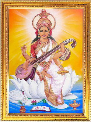 Peekdee Religious Photo Frame for Pooja with a spiritual theme Temple Puja Room Digital Reprint 16.6 inch x 12.7 inch Painting(With Frame)