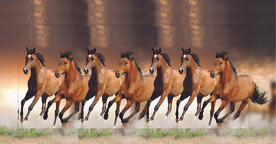 bareth brothers EarthStride – 3D Seven Brown Horses Frame (12x18 Inches) Digital Reprint 12 inch x 18 inch Painting(Without Frame)