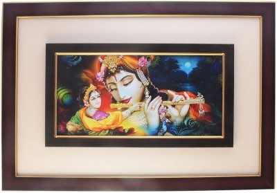 Decor House Beautiful Radha Krishna Modern art Texture Print With UV Print Canvas 14 inch x 20 inch Painting(With Frame)