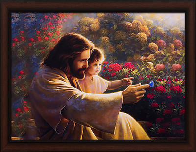 Masstone Lord Jesus Christ Christian Religious UV Matt Textured Effect Framed HD Digital Reprint 11 inch x 14 inch Painting(With Frame)