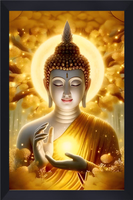 Gita Govinda Lord Buddha acrylic glass 10*14 inch Digital Reprint 14 inch x 10 inch Painting(With Frame)