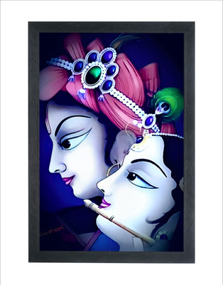 Chitransh Lord Krishna Ji And Radha Wall Mounted Printing Digital Reprint 20 inch x 14 inch Painting(With Frame)