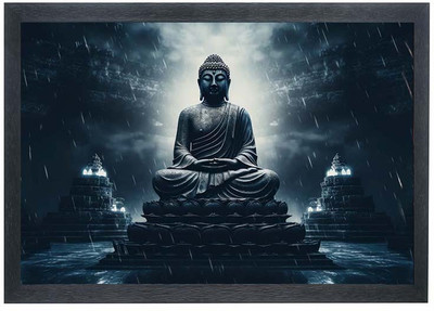 Shree Shyam Lord Buddha / Gautam Buddha Photo Frame For Wall Mounted Painting Digital Reprint 10 inch x 14 inch Painting(With Frame)