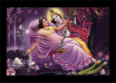 ANSHUL INTERNET CANVAS PAINTING RADHA KRISHNA 48 Canvas 48 inch x 24 inch Painting(Without Frame)