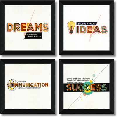 saf SET OF 4 MOTIVATIONAL QUOTES Digital Reprint 19 inch x 19 inch Painting(With Frame, Pack of 4)