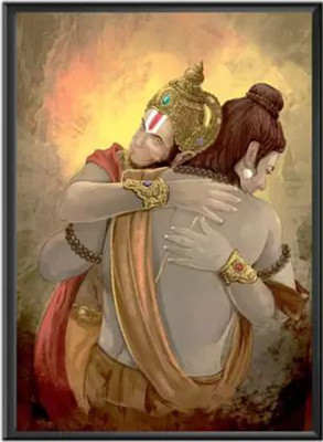 Sanvik Creations Lord Shree Ram with Hanuman Ji Photo Frame Matte Finish, Digital Reprint 8 inch x 6 inch Painting(With Frame)