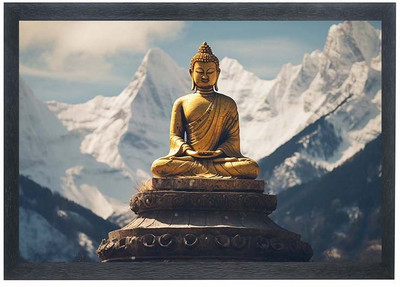 Shree Shyam Lord Buddha / Gautam Buddha Photo Frame For Wall Mounted Painting Digital Reprint 10 inch x 14 inch Painting(With Frame)