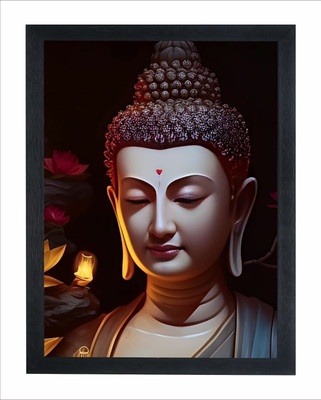 Designocracy Lord Buddha Wall mounted Photo frame painting Digital Reprint 14 inch x 10 inch Painting(With Frame)