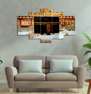 Masstone Golden Buddha Mural Meditation Posture for Home decor 5 Piece MDF wall Painting Digital Reprint 30 inch x 17 inch Painting(Without Frame, Pack of 5)