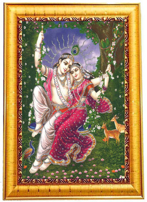 RK GODSONS RADHA KRISHNA JI Photo Frame with Painting for Wall Hanging Room Religious Frame Digital Reprint 13.5 inch x 10 inch Painting(With Frame)