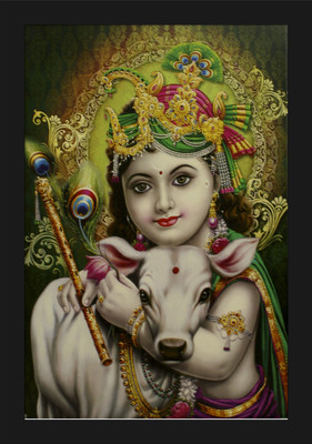 jog craft krishna ji photo ,laddu gopal photo frame, krishna photo Digital Reprint 14 inch x 10 inch Painting(With Frame)