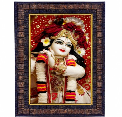 HAWAI Shree Krishna Photo with Synthetic Wood Frame for Home Office Digital Reprint 13.5 inch x 10 inch Painting(With Frame)