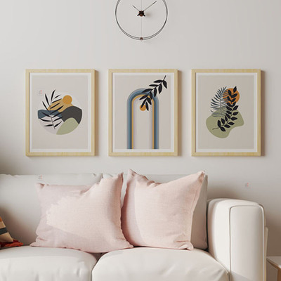 Art Street Abstract Botanical Boho Wall Art Framed Art Print Modern Aesthetic Décor Digital Reprint 17 inch x 13 inch Painting(With Frame, Pack of 3)