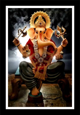 jog craft ganesh ji photo frame| ganeesh ji painting| ganesh ji photo Digital Reprint 20 inch x 14 inch Painting(With Frame)