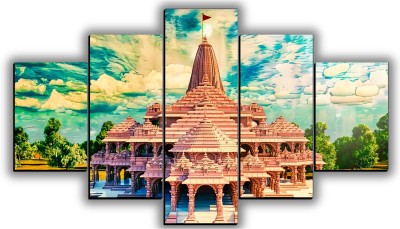 JB Creations Ram Mandir Photo Painting/ Poster For Walls Digital Reprint 18 inch x 30 inch Painting(Without Frame, Pack of 5)