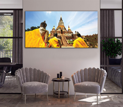 Aadee craft Wat Yai Chai Mongkhon Wall Art Canvas Print– 24x48 In Canvas 24 inch x 48 inch Painting(Without Frame)