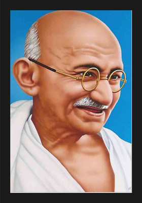 jog craft mahatma gandhi photo frame, freedom fighter photo Digital Reprint 20 inch x 14 inch Painting(With Frame)