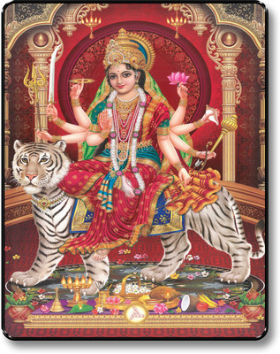 saf NAV DURGA PAINTING Digital Reprint 11 inch x 14 inch Painting(With Frame)