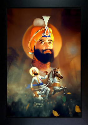 CrowdHall guru gobind singh ji photo frame Digital Reprint 13.5 inch x 10 inch Painting(With Frame)