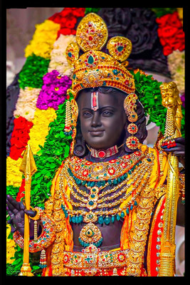 Threestar ayodhya ram mandir photo 8x12inch frame Natural Colors 12 inch x 8 inch Painting(With Frame)