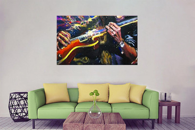 Aadee craft Electric Guitar Passion Canvas Wall Art – 24 x 48 Inch Canvas 24 inch x 48 inch Painting(Without Frame)