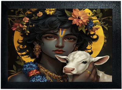bareth brothers Shri Krishna Divine Art Frame A4 Size Digital Reprint 10 inch x 13 inch Painting(With Frame)