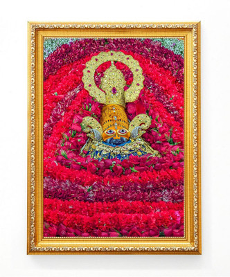 Diha Creation Golden A4 Khatu Shyam ji 67 Ink 12 inch x 8 inch Painting(With Frame)