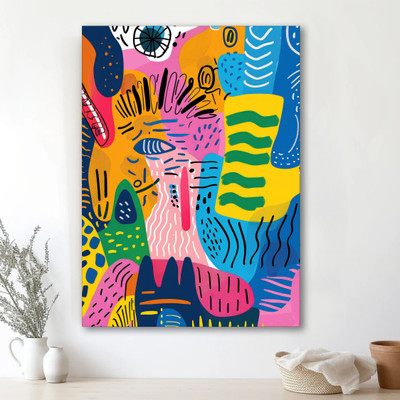Painting Mantra Stretched Canvas Characterization Painting in Abstract Pattern in Multicolor Digital Reprint 16 inch x 22 inch Painting(Without Frame)