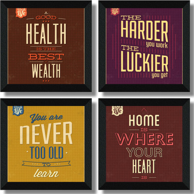 saf Set of 4 Framed Digital Reprint 19 inch x 19 inch Painting(With Frame, Pack of 4)
