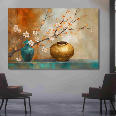 saf SAF Unframed Rolled Art Print Abstract Flower Canvas For Home Décor CR-146 Canvas 24 inch x 36 inch Painting(With Frame)