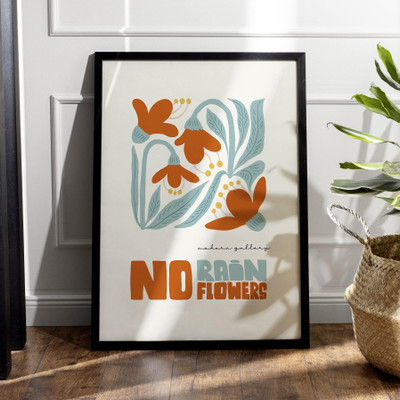 DECO THE HOME No Rain No Flowers Wall Art | Painting for Office, Bedroom, or Living Room Digital Reprint 12 inch x 9 inch Painting(With Frame)