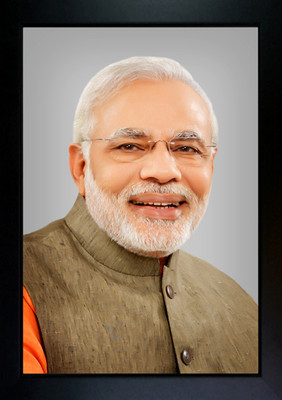 CrowdHall Narendra Modi Photo Frame | Narendra Modi Poster Digital Reprint 13.5 inch x 10 inch Painting(With Frame)