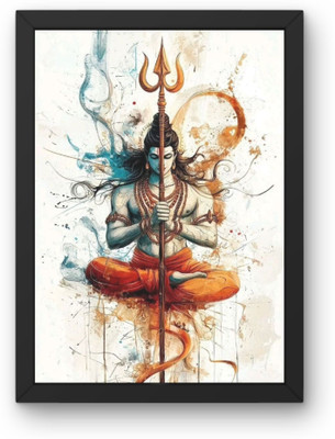 MAAJAMWAY Shiv ji Photo frame004 Ink 20 inch x 30 inch Painting(With Frame, Pack of 2)