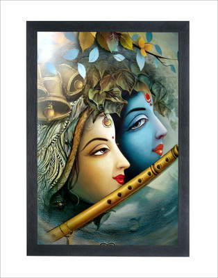 Devatwal Lord Krishna With Radha Photo Frame For Wall Mounted Painting Digital Reprint 14 inch x 10 inch Painting(With Frame)