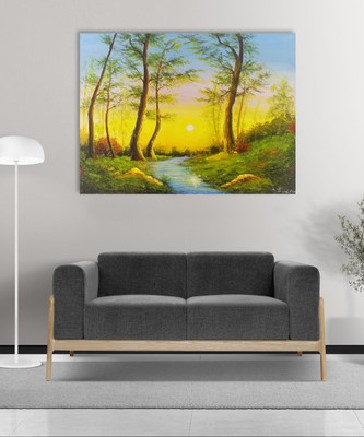 MDK ART GALLERY Nature Landscape Painting , Acrylic On Canvas Handmade Original Artwork By MDK Acrylic 18 inch x 24 inch Painting(Without Frame)