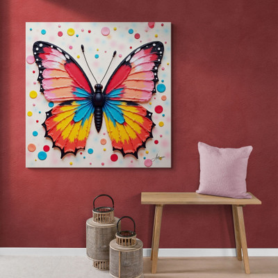 Artfluence Butterfly Painting for Wall Decoration Abstract Wall Painting for Living 3D Painting 16 inch x 16 inch Painting(With Frame)