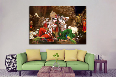 Aadee craft Radha Krishna Wall Painting – (36x54 Inch) Canvas 36 inch x 54 inch Painting(Without Frame)